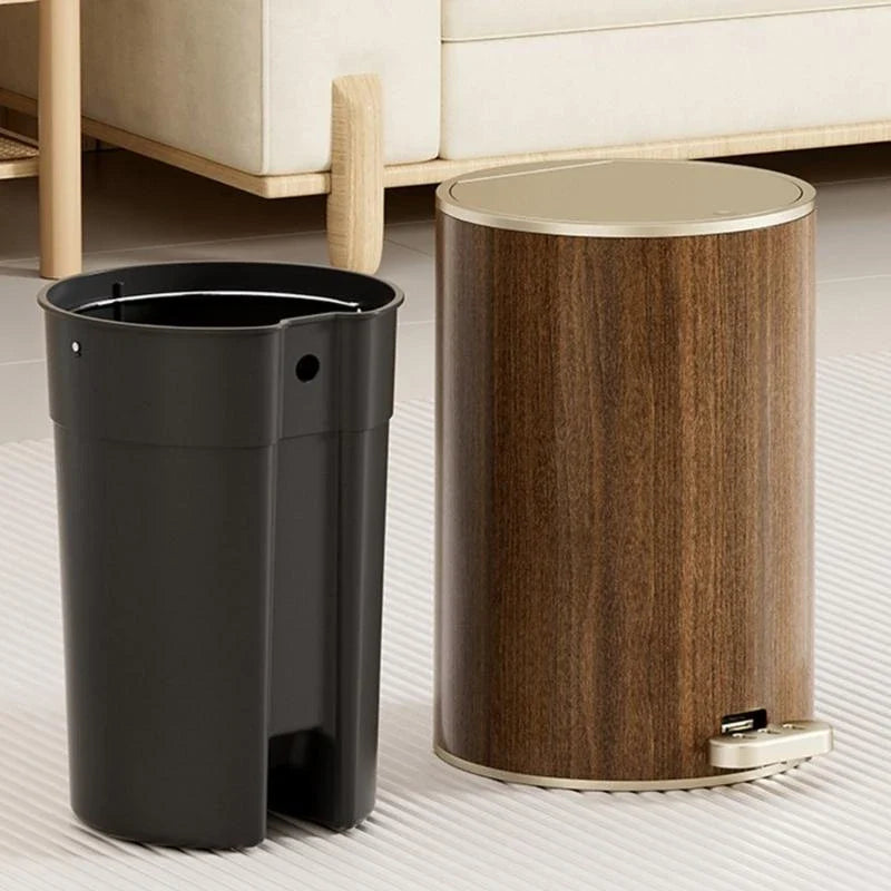 Trash Can Grained Rubbish Bin Sealed Trash Can with Lid Stable Base .Y1QB