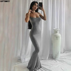 Satin Slip Maxi Dress | Backless Bodycon Evening Gown - Femstylo