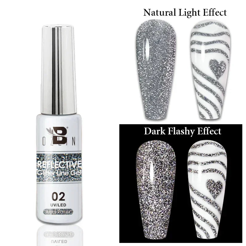5ML Gold Silver Metallic Liner Paint Gel Polish Chrome Mirror Metal Effect Super Bright French UV LED Semi Permanent Nail Gel Lootquake LLC