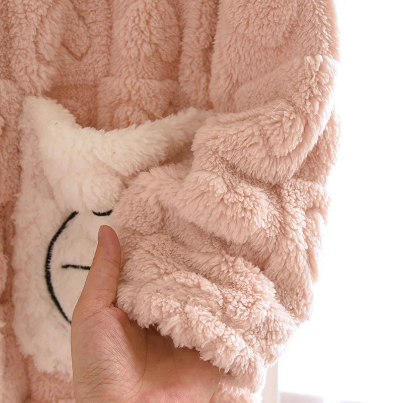 Autumn Winter Sleepwear For Sleeping Warm Hooded Robe Women Pajamas Bathrobe Woman Clothing Pijama Mujer Flannel Pyjama New Hot Lootquake LLC