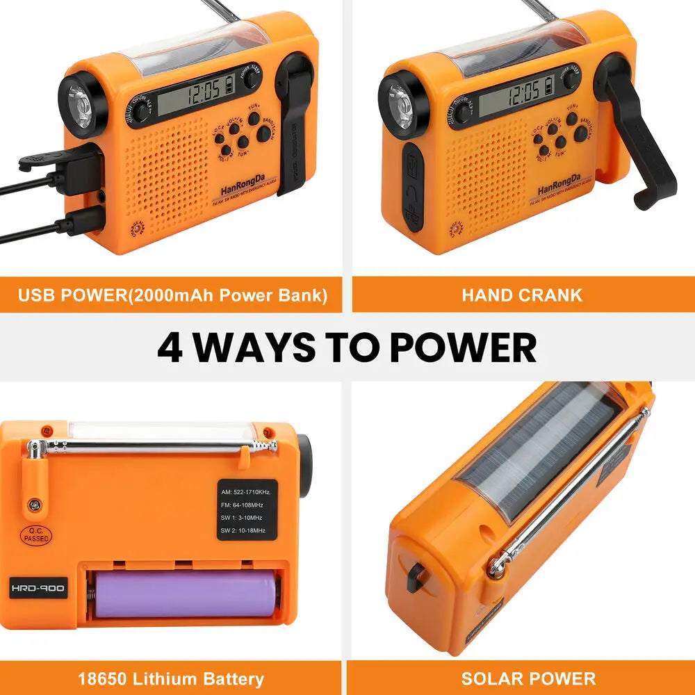 SolarWave 2000: 3-in-1 Crank Radio & Power Bank THRIXINE
