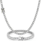 Hip Hop Jewelry Brass Setting CZ Tennis Chain Necklace Gold/Silver Color Iced Out AAAAA Cubic Zirconia Chain Lootquake LLC