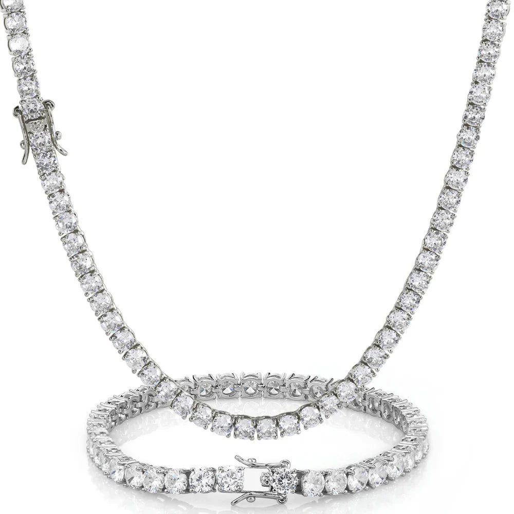 Hip Hop Jewelry Brass Setting CZ Tennis Chain Necklace Gold/Silver Color Iced Out AAAAA Cubic Zirconia Chain Lootquake LLC