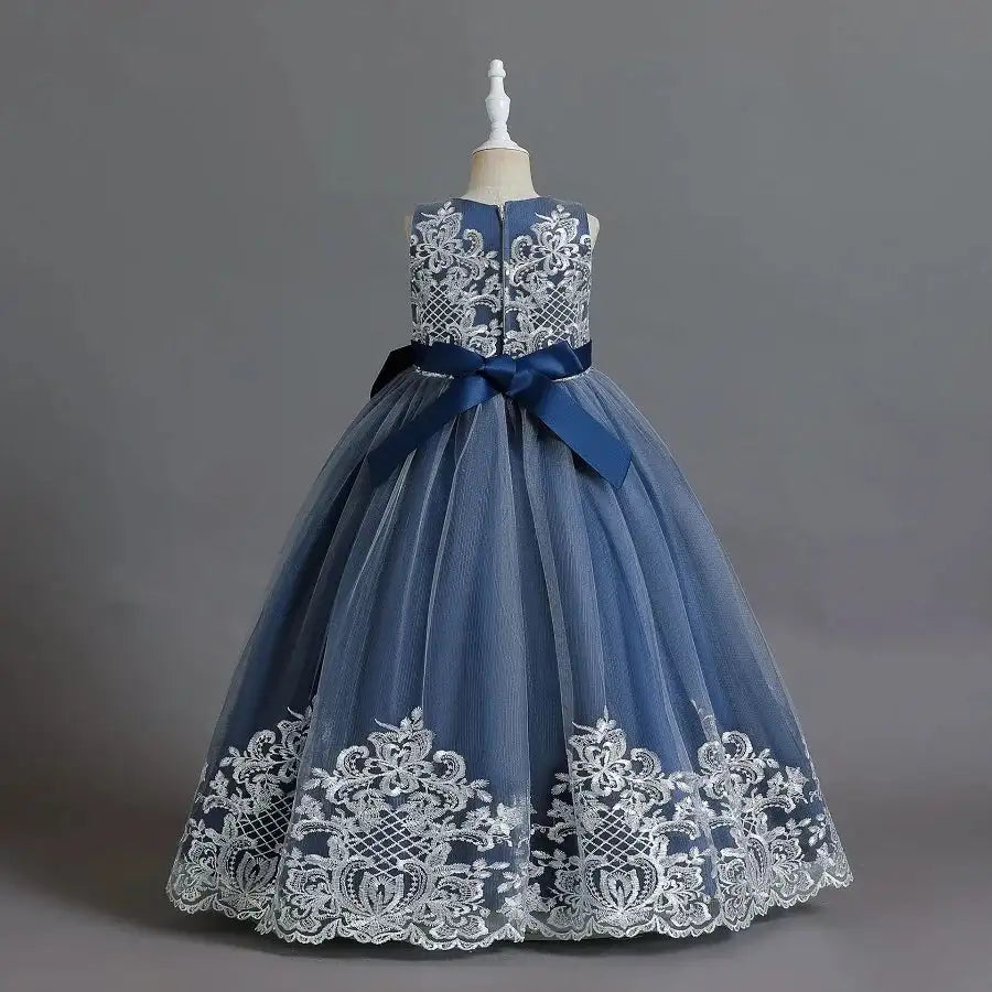 New Christmas Party Princess long dress children's dress children's gauze lace birthday party dinner ball big butterfly dress