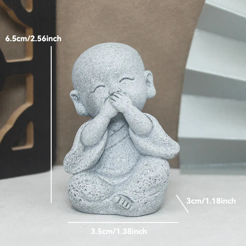 Buddha Stone Statue Little Buddhist Monks Tibetan Buddhism Figurines Zen Garden Ornament Meditation Home Aquarium Decoration Lootquake LLC