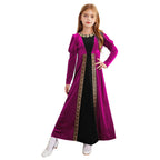 Girls Velvet Medieval Princess Dress Long Sleeve Renaissance Retro Robe Ancient Roman Long Dress for Halloween Carnival Party