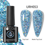UR SUGAR Blue Color Rubber Base Gel Nail Polish Gold Glitter Base Gel Top Coat Soak Off UV LED Gel Nail Art Varnish Manicure Lootquake LLC