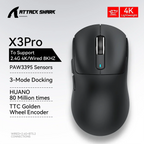 Attack Shark X3Pro Wireless  Gaming Mouse PixArt PAW3395 26000dpi Bluetooth Optical Mouse Tri-Mode Connection Macro Gaming Mouse Lootquake LLC