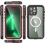 Waterproof Case For iPhone 14 Pro Max 14 Pro iPhone 13 Pro Max Protector Full Body Protective Dustproof Magnetic Phone Case Waterproof 360 Degree All-Round Protection with Built-in Screen Protector Outdoor Transparent  Shockproof Case Stevvex