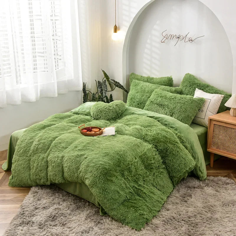 Mink four-piece set, plush crystal duvet set of four