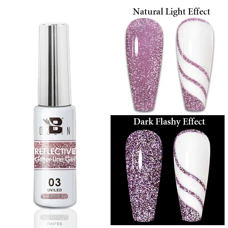 5ML Gold Silver Metallic Liner Paint Gel Polish Chrome Mirror Metal Effect Super Bright French UV LED Semi Permanent Nail Gel Lootquake LLC