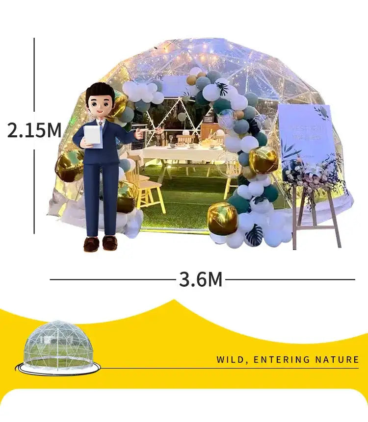 3.6M TPU Transparent Clear Bubble Dome Tent / Outdoor Event Party Camping Cafe Dining Plastic PVC Garden Igloo Dome Tent Luxury