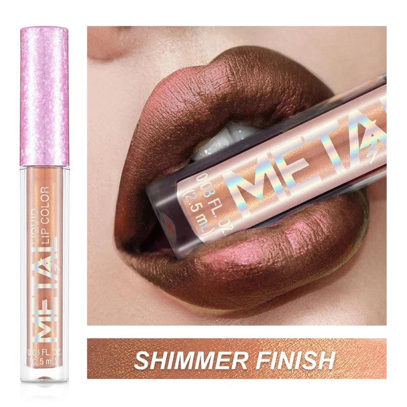 Metallic Matte Liquid Lipstick Waterproof Long Lasting Non-Stick Cup Matte Shimmer Glitter Lip Gloss Women Lips Makeup 12 Colors Lootquake LLC