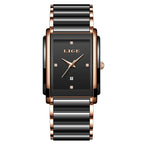 Women's Ceramic Square Bracelet Watch Rose Gold Quartz