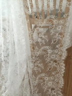 3Meters/lot Off White French Chantilly Lace Fabric , Eyelash Embroidery Lace Craft Bridal Veil Lace Accessory 150cm Width