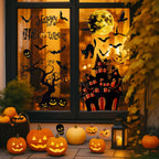Halloween Pumpkin Window Sticker Haunted House Bat Ghost Glass Wall Sticker Room decor Trick or Treat Halloween Party supplies Lootquake LLC