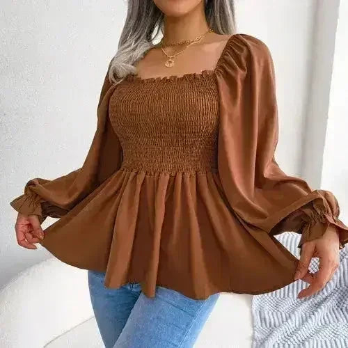 Loose Fit Chiffon Blouse - Elegant Polyester Top | Femstylo - SJB-DIAMOND ELITES