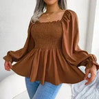 Loose Fit Chiffon Blouse - Elegant Polyester Top | Femstylo - SJB-DIAMOND ELITES