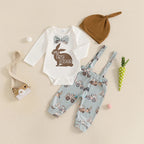 Baby Girl Easter Outfit Floral Print Ruffle Sleeve Romper Headband Tutu Skirt Leg Warmers 4 Pcs Set Bunny Ear Bow Lootquake LLC