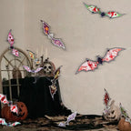 Halloween 3D Luminous Bats Decoration Plastic Bat Wall Stickers for Home Window Decor Yard Sign Outdoor Lawn Spooky Party