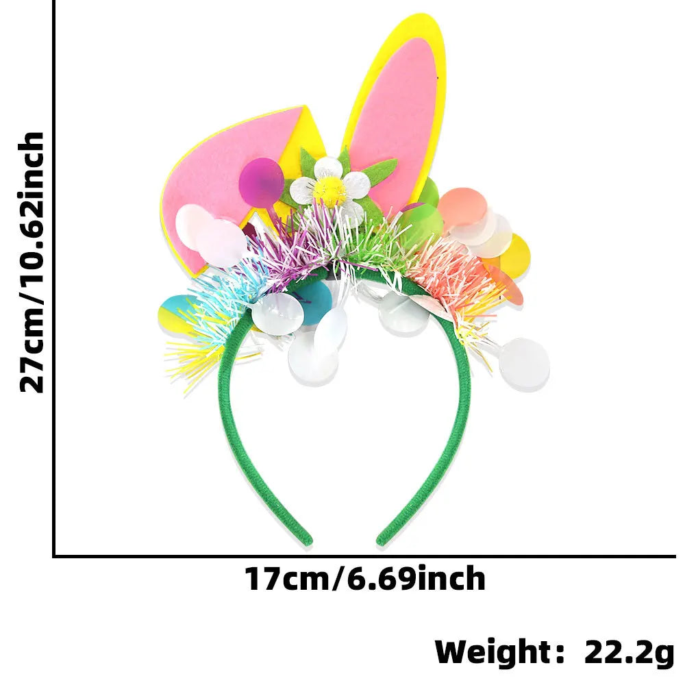 Easter Rabbit Headband with Colorful Egg Strip And Button Holiday Party Accessory Egg Chick Headdress for Easter Celebrations Lootquake LLC