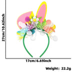 Easter Rabbit Headband with Colorful Egg Strip And Button Holiday Party Accessory Egg Chick Headdress for Easter Celebrations Lootquake LLC