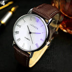 Men Watch Roman Numerals Blu-Ray Faux Leather Band Quartz Analog Business WristWatch 2022