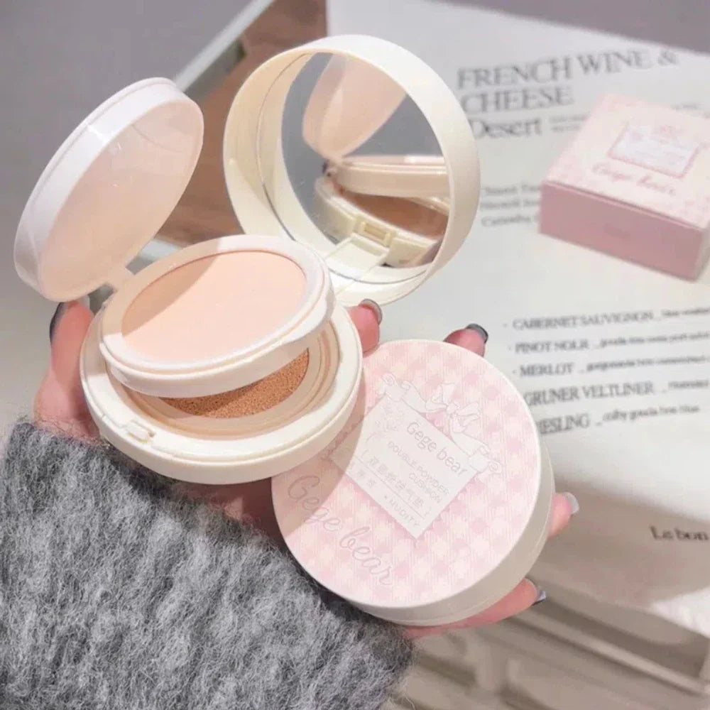 Matte Face Pressed Powder Oil Control Natural Full Coverage Moisturizing Whitening Foundation Cream Base Makeup 2 In 1 Cosmetic Lootquake LLC