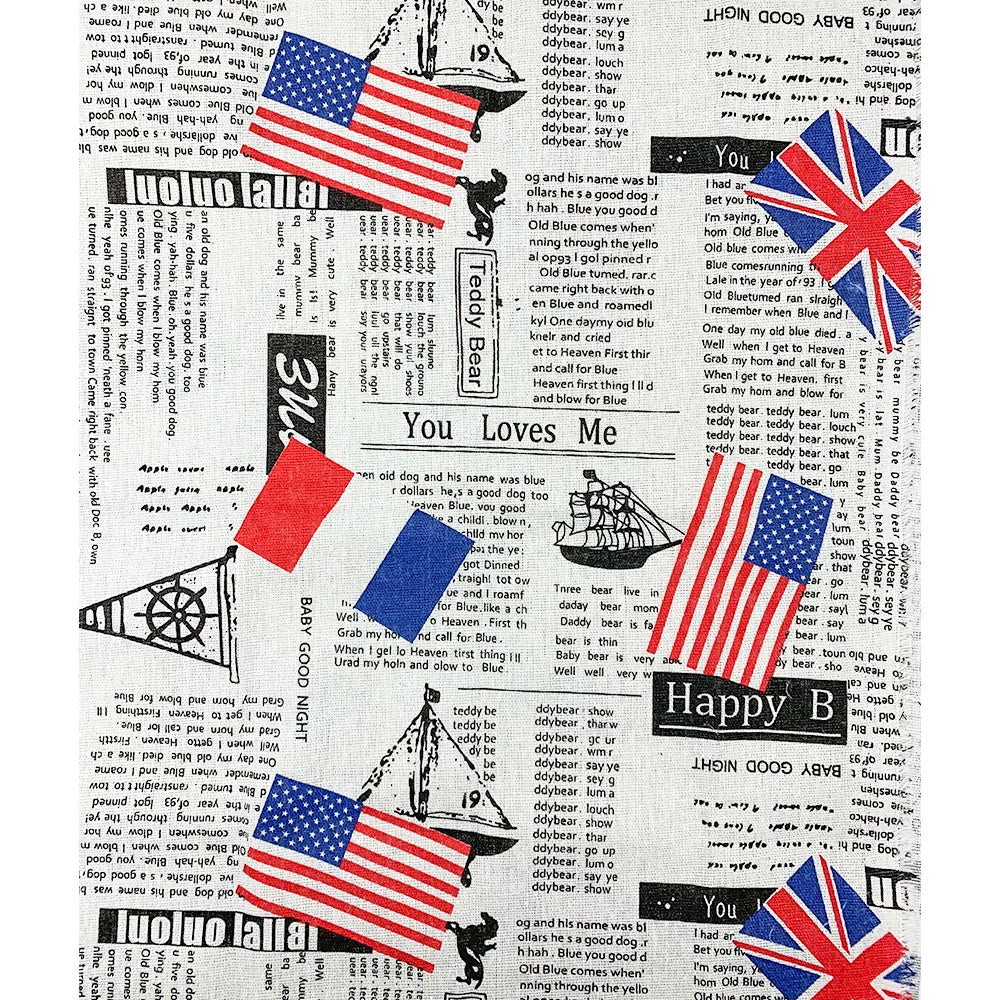 Newspaper Printed Fabric Quilting Cloth Cotton Linen For DIY Sewing Tablecloth Cushion Placemat Storage Bag Handicraft Materials Lootquake LLC