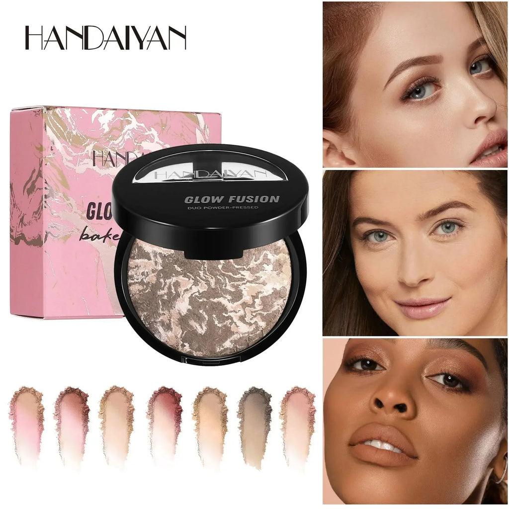 7 Colors Baked Duo Powder Matte Finishing Face Foundation Setting Powder Compact Waterproof Full Coverage Makeup Setting Base Lootquake LLC