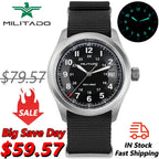 Militado ML08 Quartz Watch Ronda 515 Movement Domed Sapphire Wristwatch BGW9 Luminous 10Bar Waterproof 38mm Vintage Watches