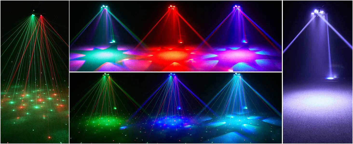 Yiflamefly 150W Moving Head DJ Lights 6 Arms Party Lights RGBW 4IN1 LED Stage Lighs DMX512 For Wedding Party Disco KTV Wedding Lootquake LLC