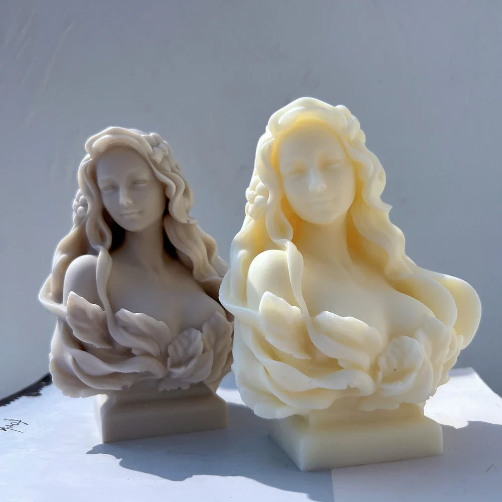 Beautiful Lady Statue Candle Mold Goddess Female Bust Silicone Molds Greek Art Woman Sculpture Soy Wax Tool Lootquake LLC