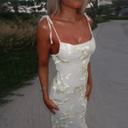 3D Flowers Mesh Patchwork Maxi Dresses Women Sleeveless Embroidered Floral Long Dress Elegant Evening Party Wedding Gowns