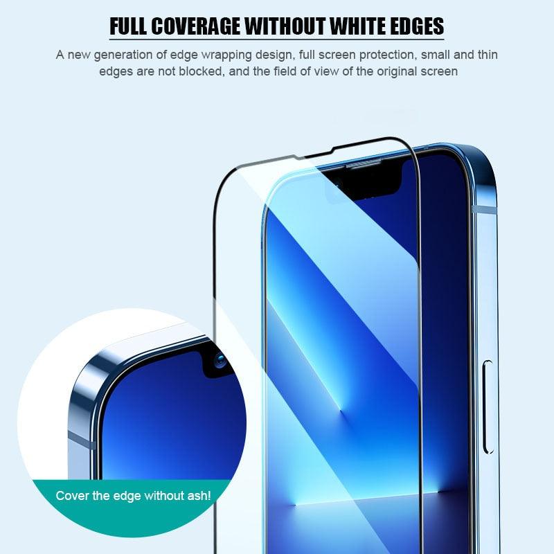 4pcs Full Cover Tempered Glass For Iphone 11 13 12 Pro Max Mini Xs X Xr Screen Protector On Iphone 7 8 Plus 6 6s Se 2020 Glass Guard Screen Protector For Iphone Stevvex