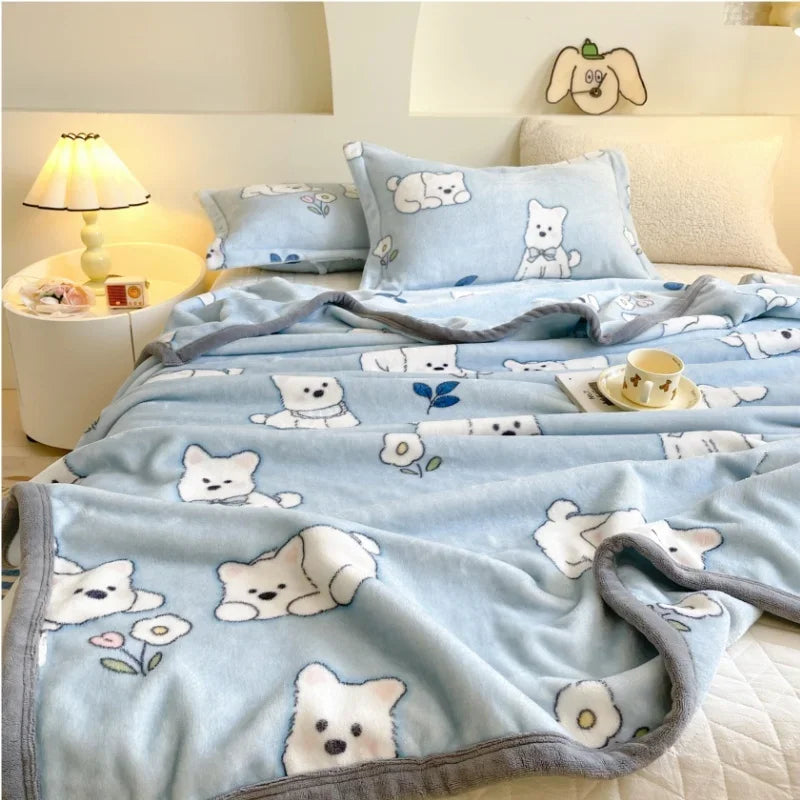 Warm Plush Blanket Comfortable 2024 New Winter Blanket Cartoon Four Season Flannel Soft Bed Cover Office Napping Blanket Lootquake LLC
