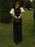 Elegant Puff Sleeve Long Dress For Women 2025 Sexy Hollow Out Waist Evening Party Dresses Female Vacation Lady Chic Beach Robe