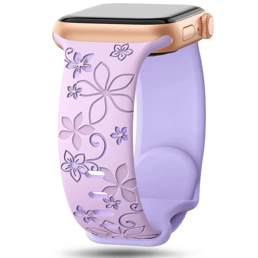 Apple Watch Silicone Band - Durable Floral Design Strap - SJB-DIAMOND ELITES