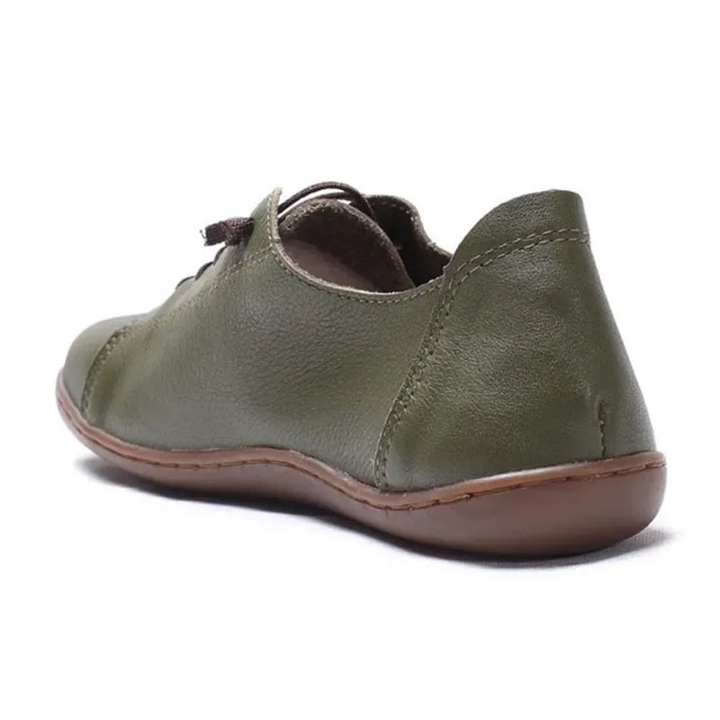 MVVJKE Women Shoes Flat 100% Authentic Leather Plain toe Lace up Ladies Shoes Flats Woman Moccasins Female Footwear Lootquake LLC