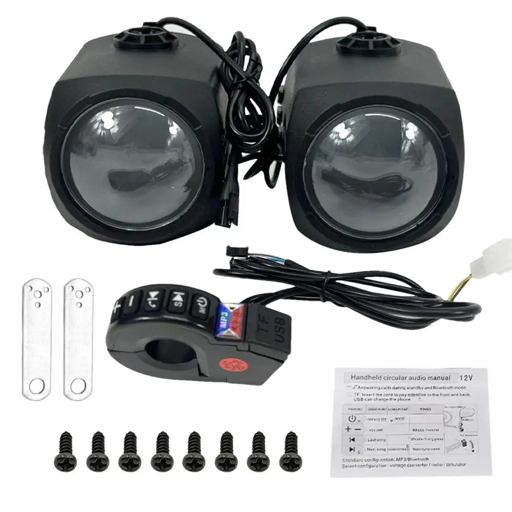 Motorcycle Bluetooth Speaker 12-80V Universal Hifi Sound Motorcycle Stereo Weatherproof Audio Amp System Handlebar Speaker