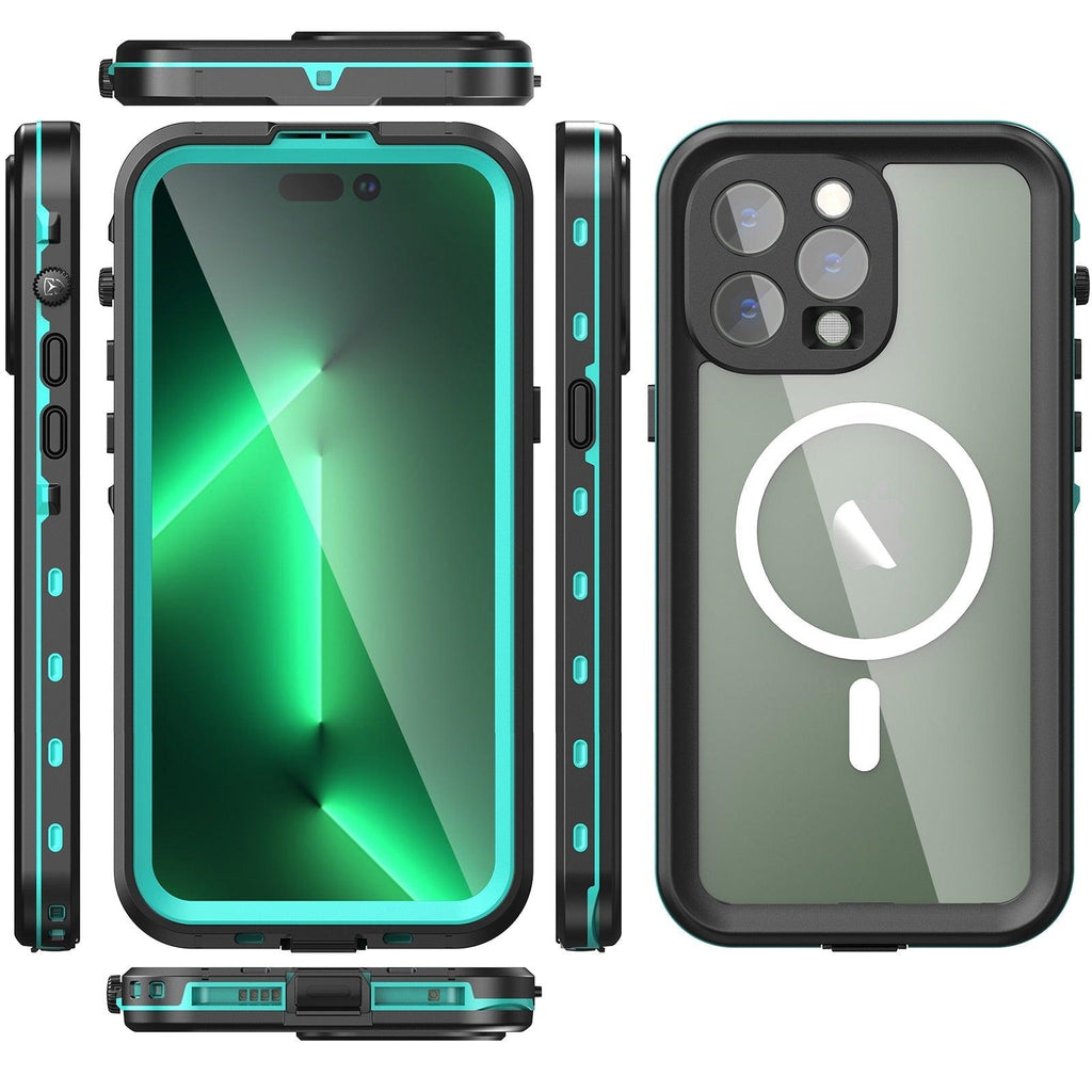 Waterproof Case For iPhone 14 Pro Max 14 Pro iPhone 13 Pro Max Protector Full Body Protective Dustproof Magnetic Phone Case Waterproof 360 Degree All-Round Protection with Built-in Screen Protector Outdoor Transparent  Shockproof Case Stevvex