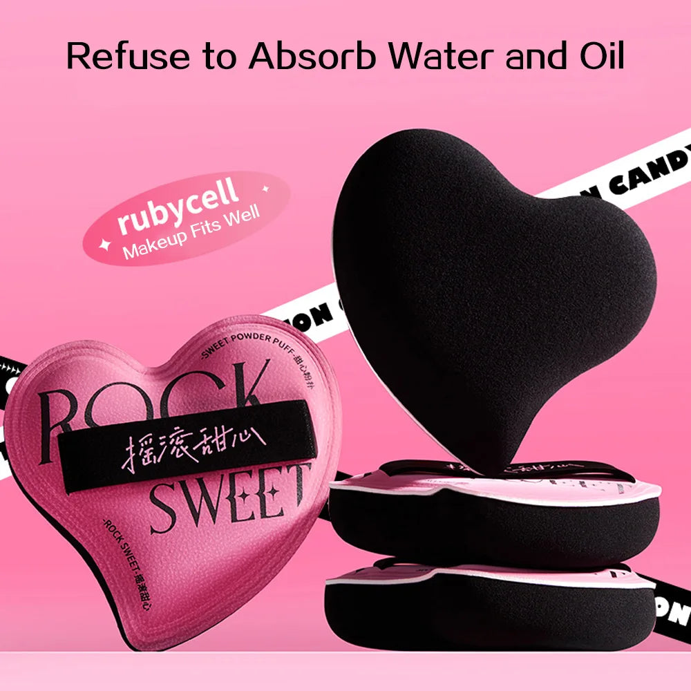 ROCK SWEET Cotton Candy Heart-shaped Pink Soft Makeup Soft Wet And Dry Dual-use Liquid Foundation Powder Puff Lootquake LLC