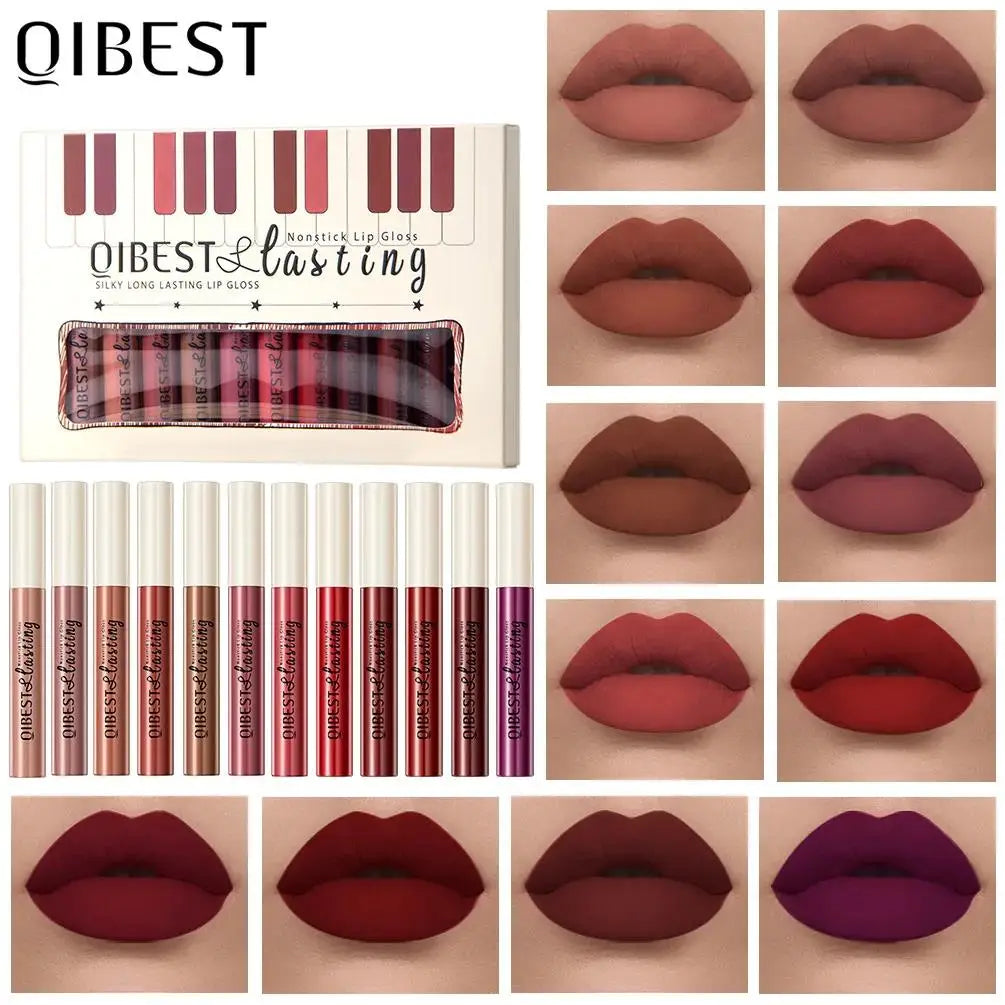 Luxury Matte Lip Gloss Set 12 Waterproof Shades Non Sticky Long Lasting Lipstick Kit For Daily Party Makeup Lootquake LLC
