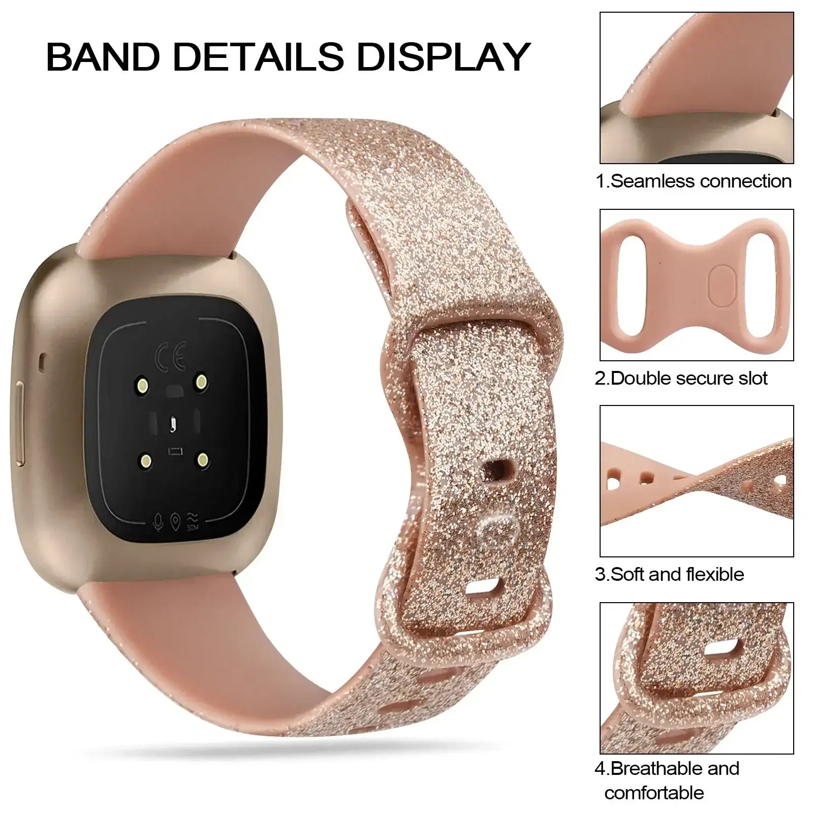 Fitbit Versa & Sense Silicone Bands - Lightweight Minimalist Design - SJB-DIAMOND ELITES