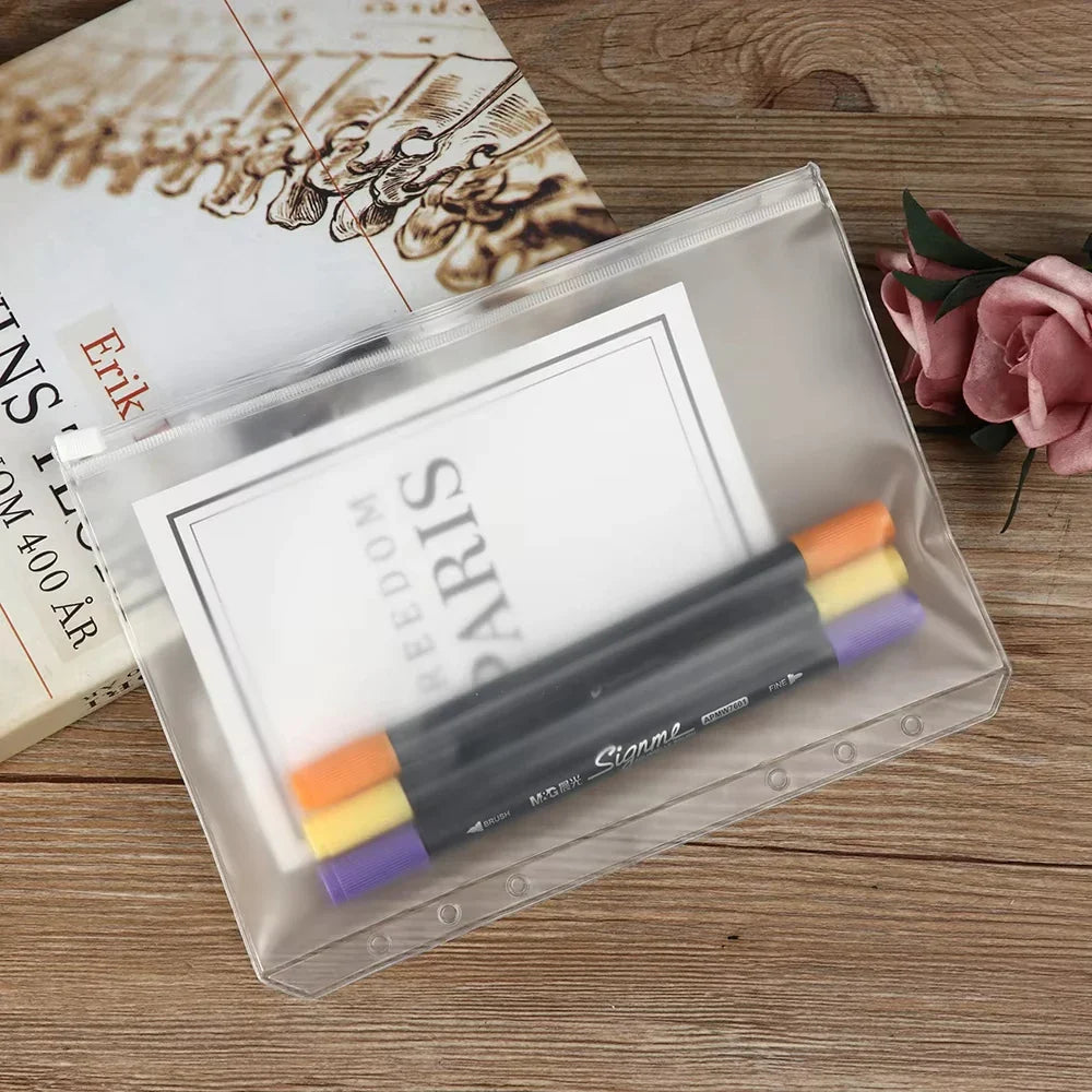 5pcs Transparent Zipper PVC Storage Bag Antioxidant Matte A5/A6 Cash Envelope Information Storage Folder School Office Supplies Lootquake LLC