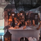 76x183cm Halloween Decorations Black Creepy Gauze Cloth Window Table Door Net Spooky Fancy Dress Party Haunted House Wall Decor