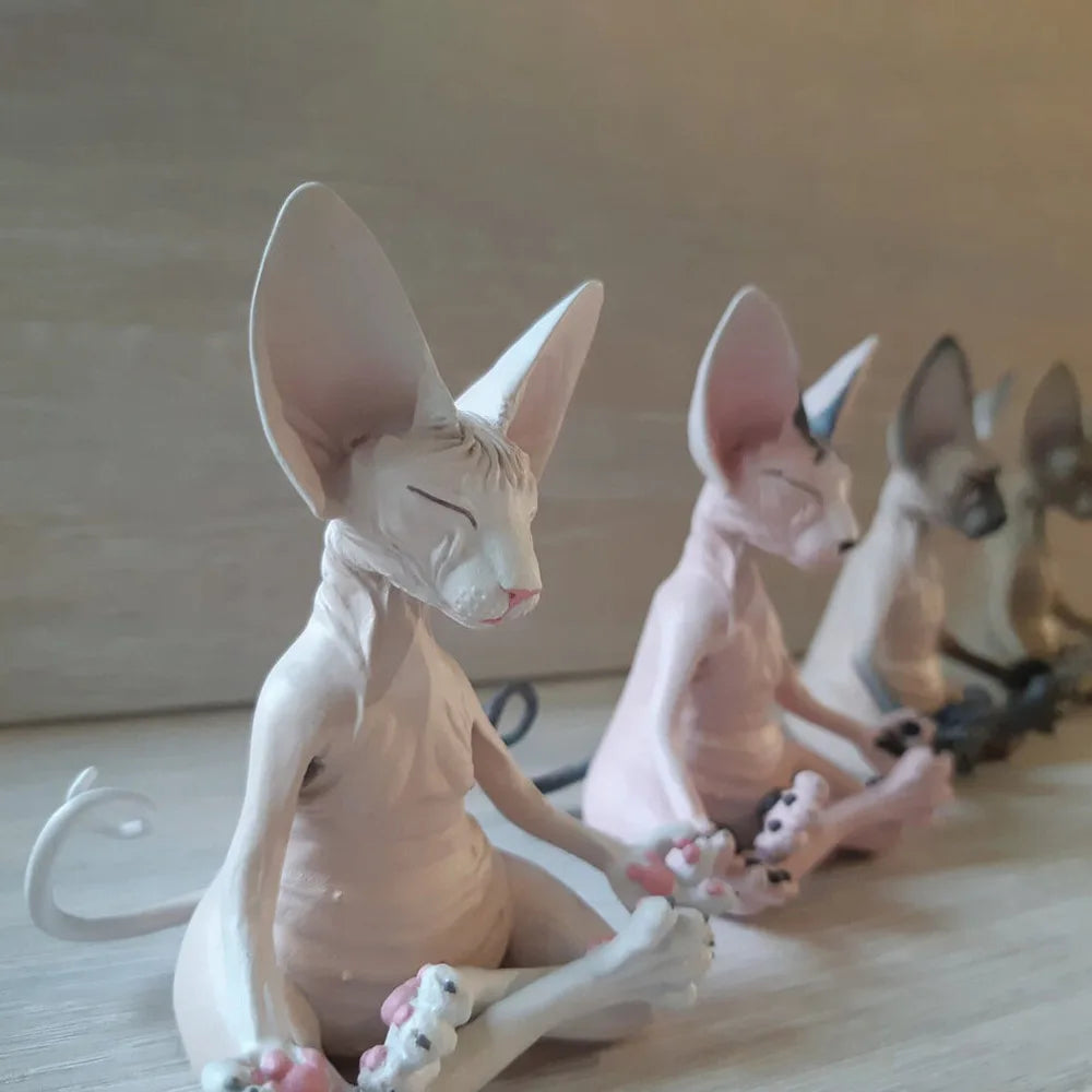 Meditation Yoga Happy Cat Whimsical Buddha Sphinx Cat Statue Art Deco Sculpture Outdoor Garden Statue Lootquake LLC