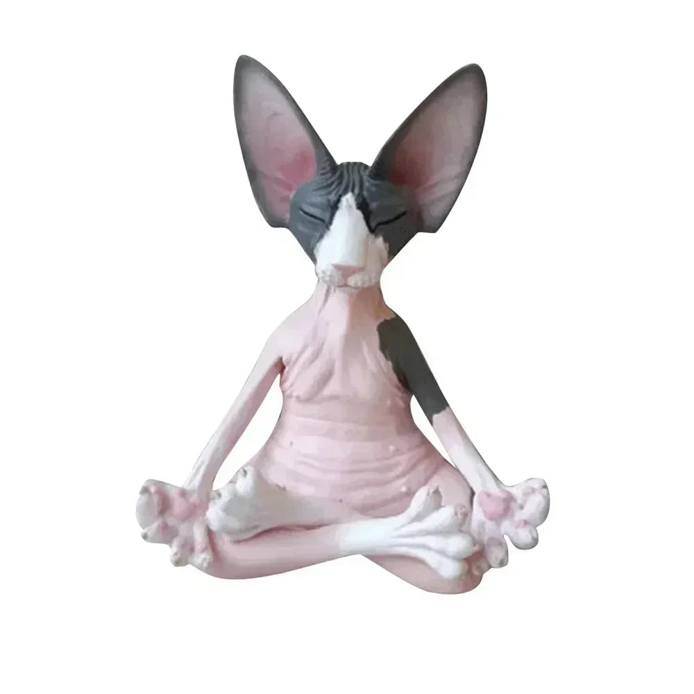 Sphinx Cat Buddha Statue - Meditation Yoga Sculpture for Garden Decor, Fantastical Art & Happy Cat Ornament Lootquake LLC
