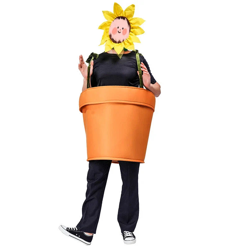 Halloween Flower Pot Costume Sunflower Costume with Headpiece for Adults Kids Cosplay Women Garden Theme Party Sunflower Lootquake LLC