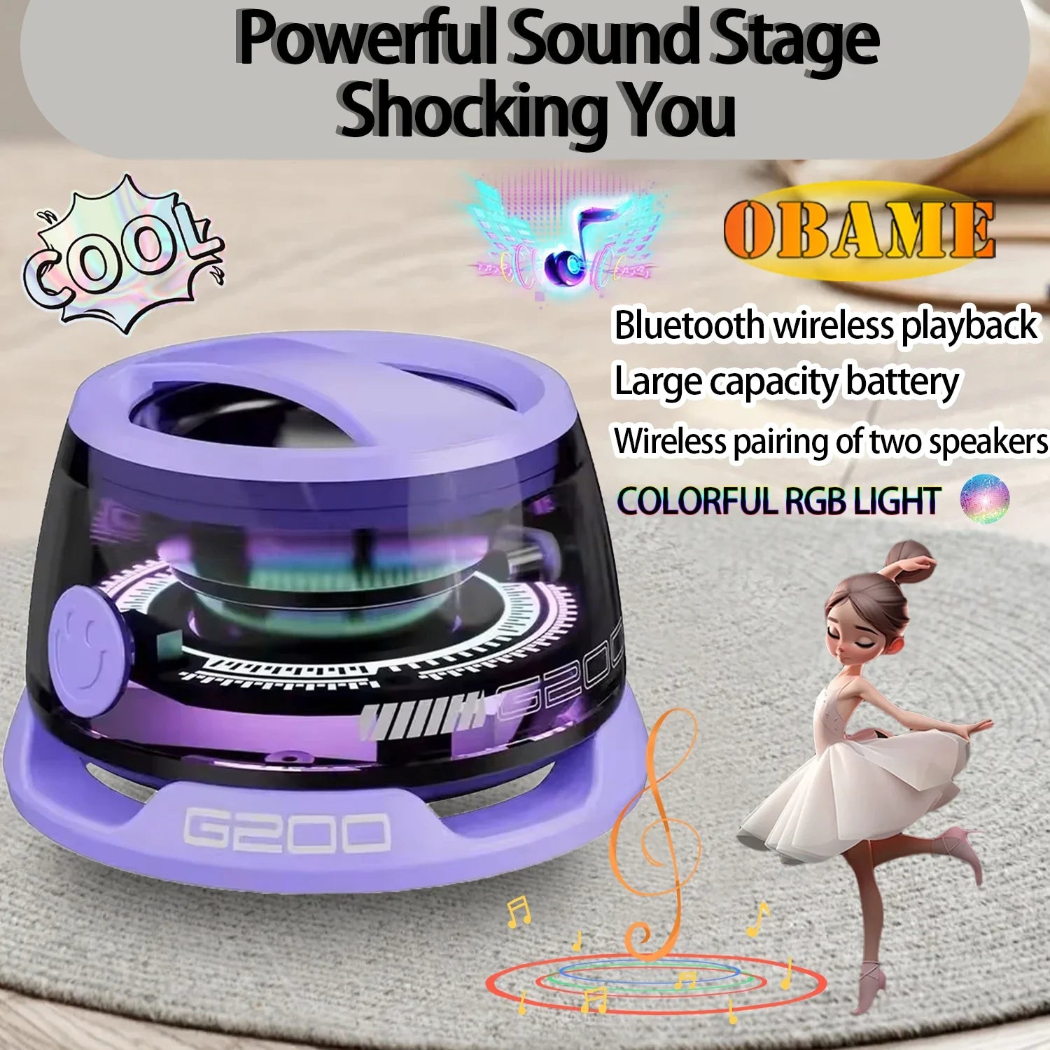 2025 New Portable Mini Bluetooth Speaker G200 RGB Lighting Magnetic Speaker BT5.3 Mini Sound Box 7 Hours Playback Phone Holder Lootquake LLC